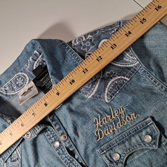 Harley Davidson denim long sleeve shirt - Picture 6 of 10